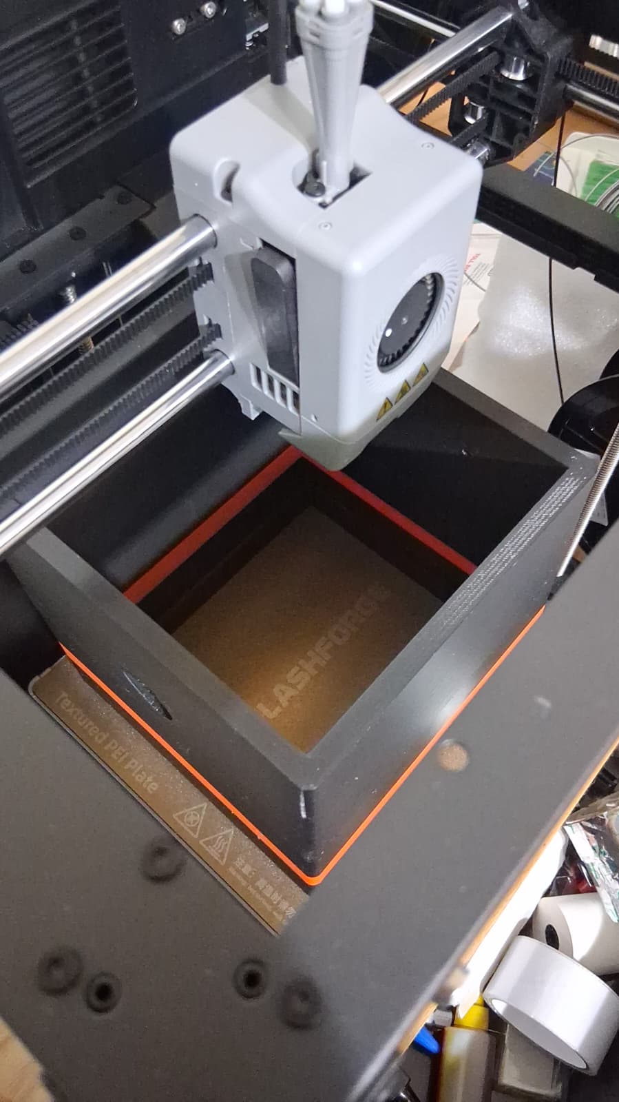 First layers of a kiosk shell printing on a textured PEI plate